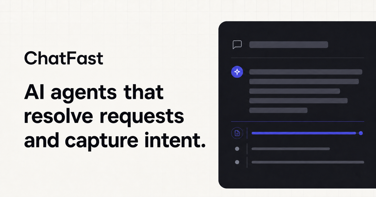 Screenshot of ChatFast, AI agents that answer from your own documents and hand off to your team